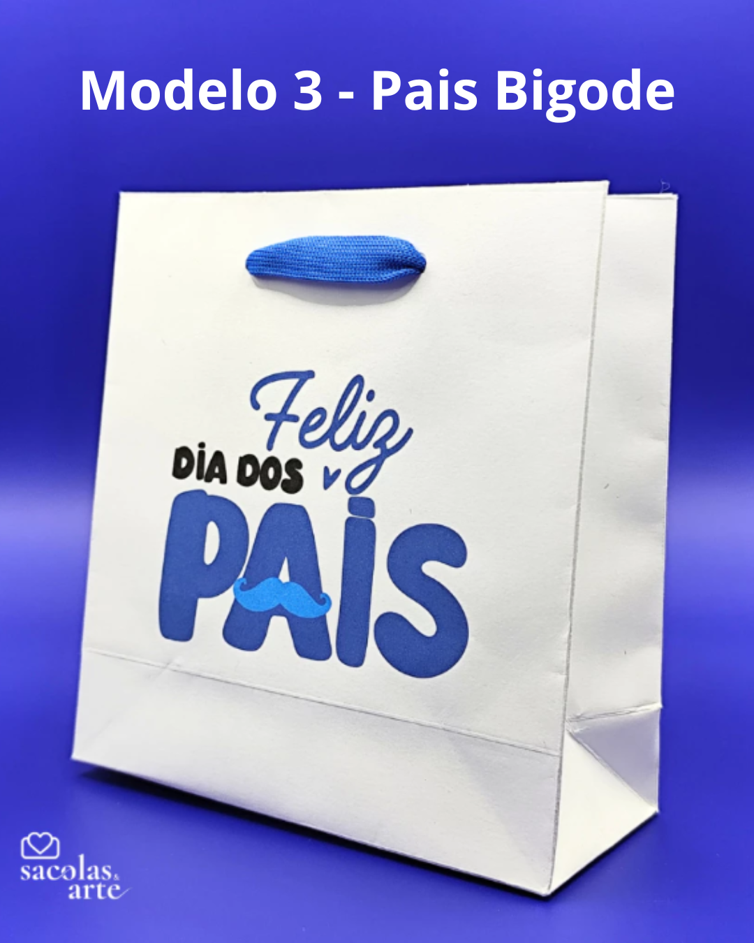 10 Sacolas de Papel Dia dos Pais - Alça de Fita