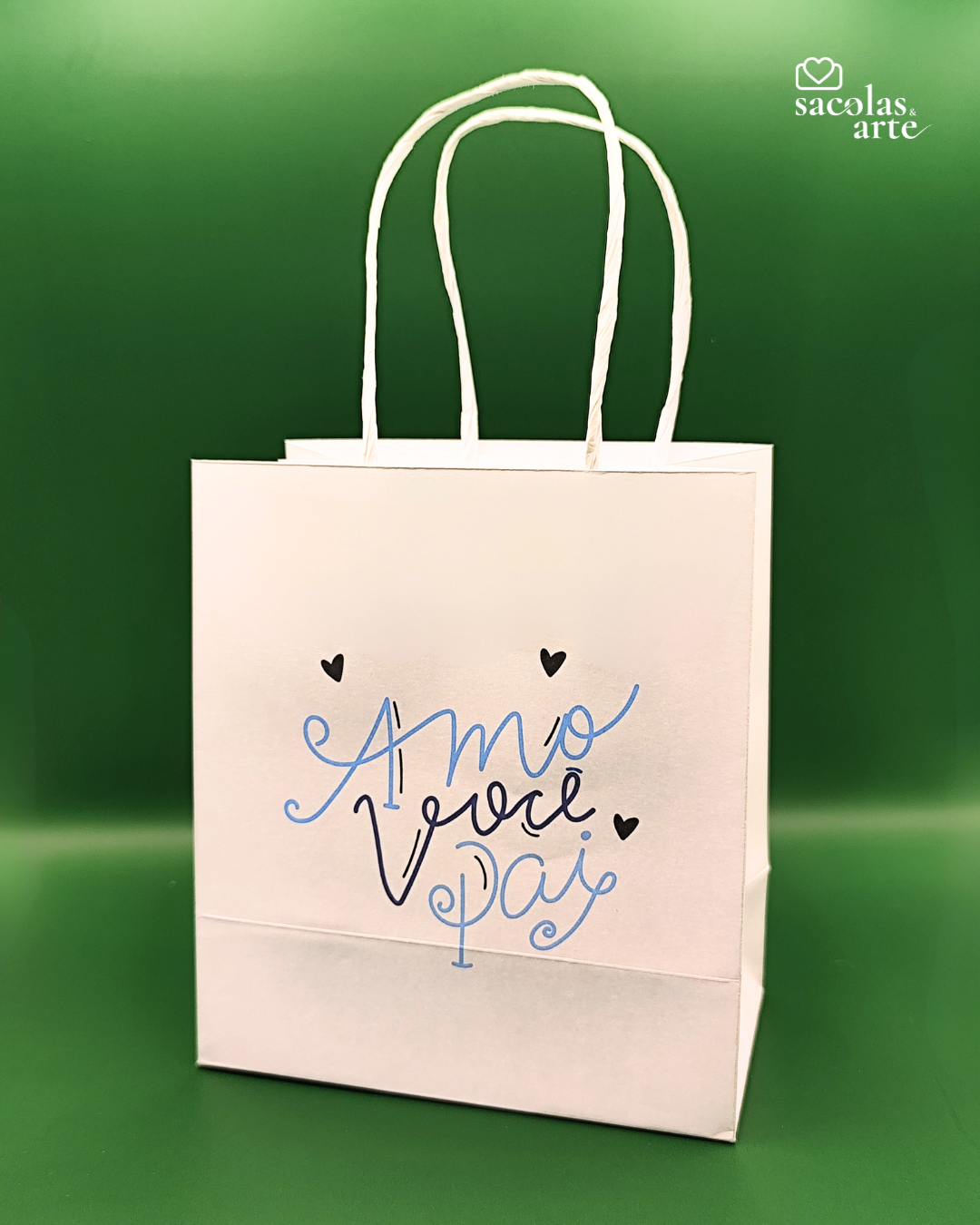 10 Sacolas de Papel Dia dos Pais - Alça de Papel - 10 Unidades