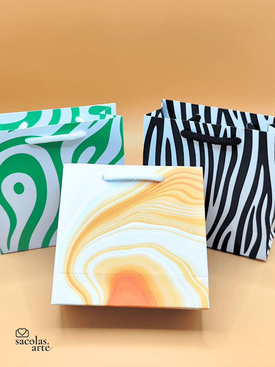 10 Sacolas de Papel Estampadas MINI - 10x04x10