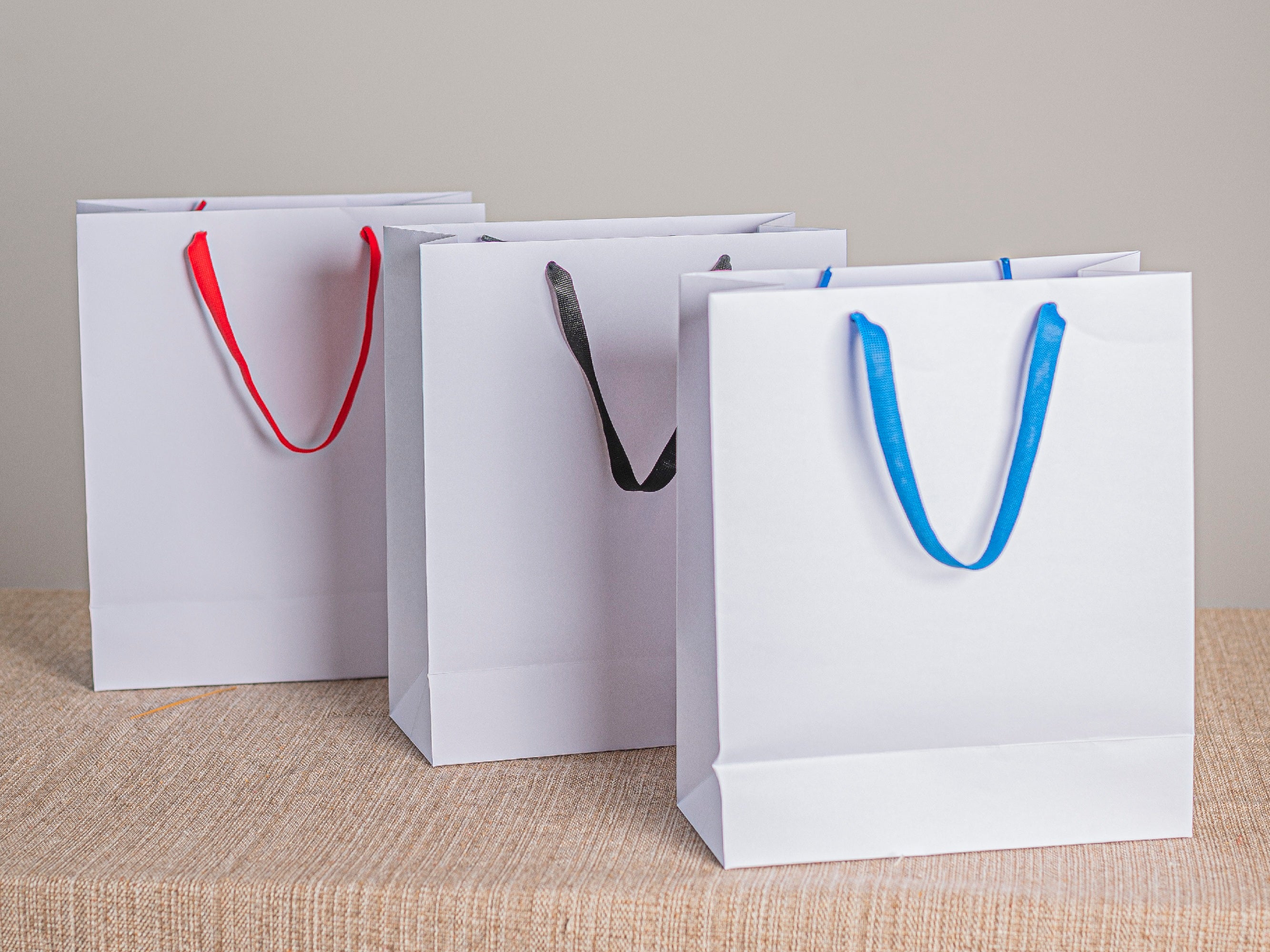 Sacola de Papel Lisa Alça de Fita - 20x09x25