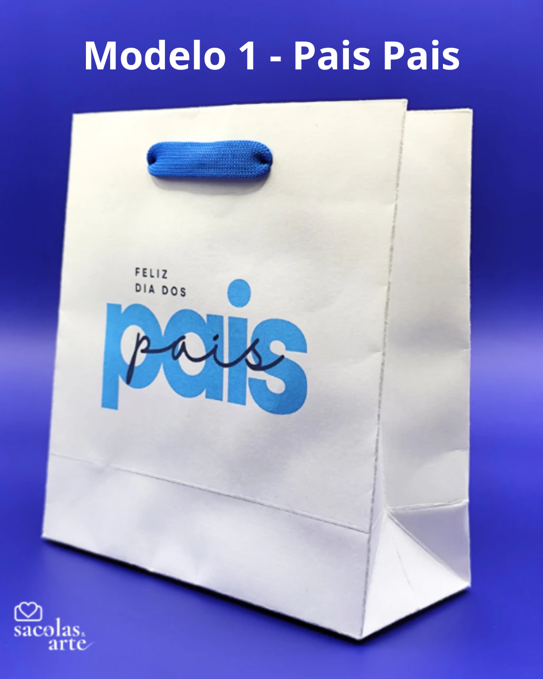 10 Sacolas de Papel Dia dos Pais - Alça de Fita