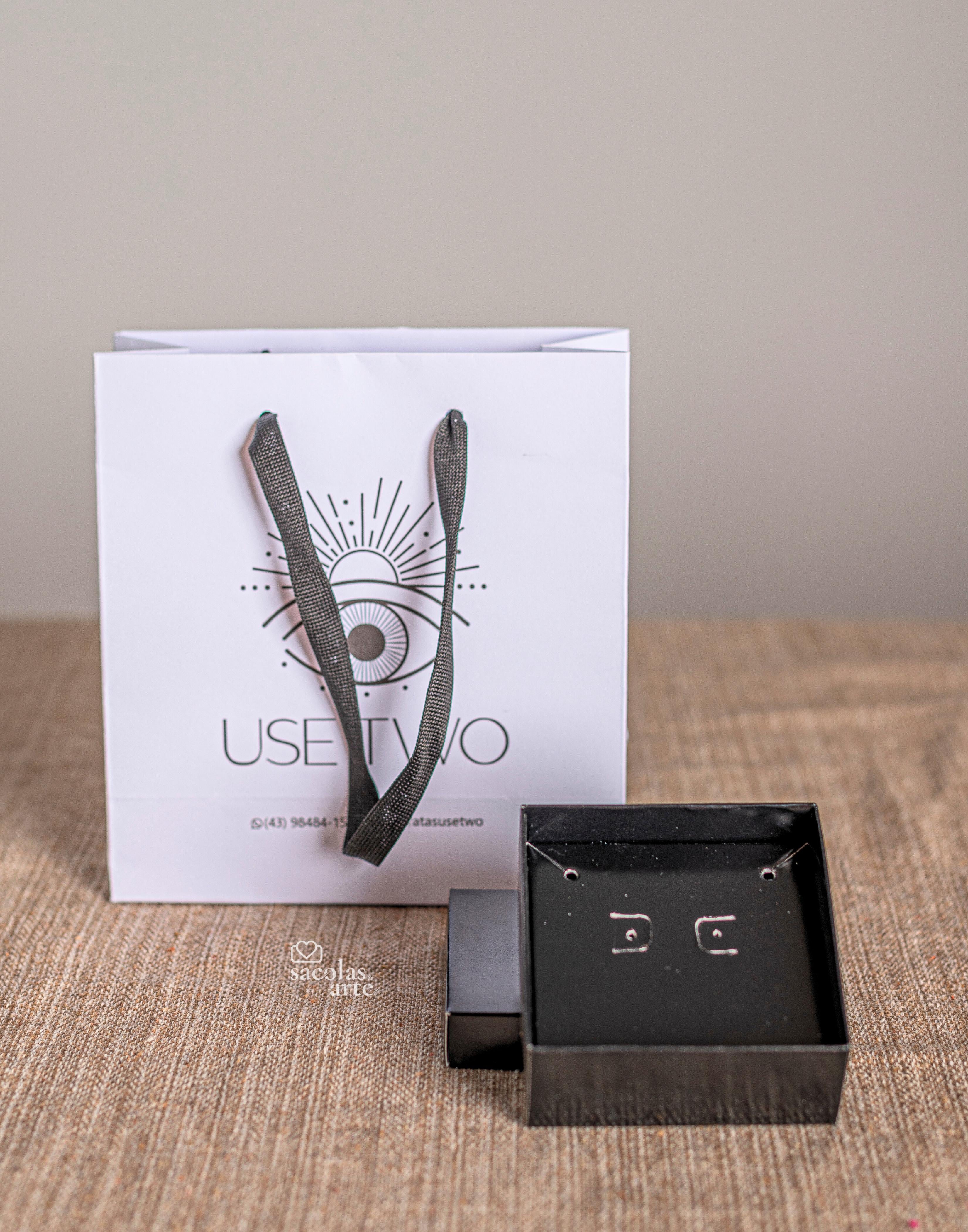 Kit Joia Preto 2 -Sacolas Personalizadas 14x06x15 com alça de Fita + Caixas