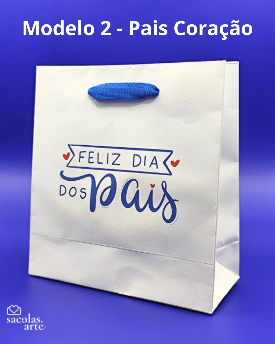 10 Sacolas de Papel Dia dos Pais - Alça de Fita