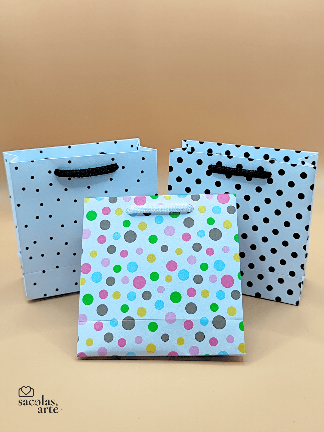 10 Sacolas de Papel Estampadas MINI - 10x04x10