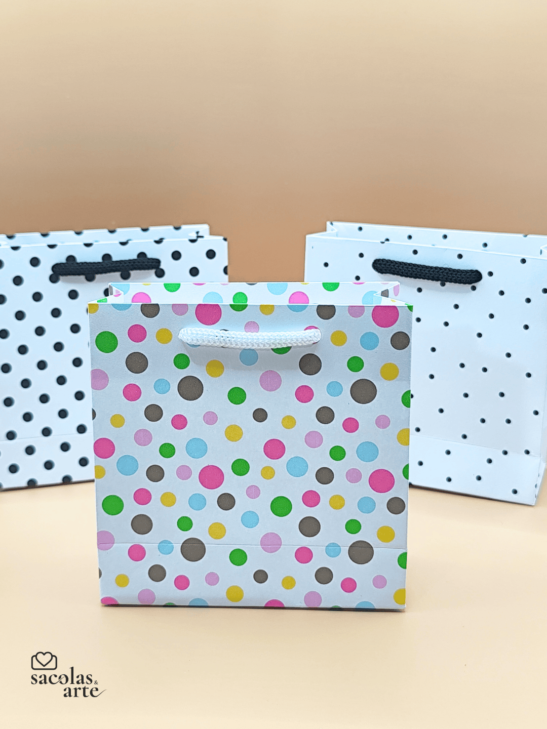 10 Sacolas de Papel Estampadas MINI - 10x04x10