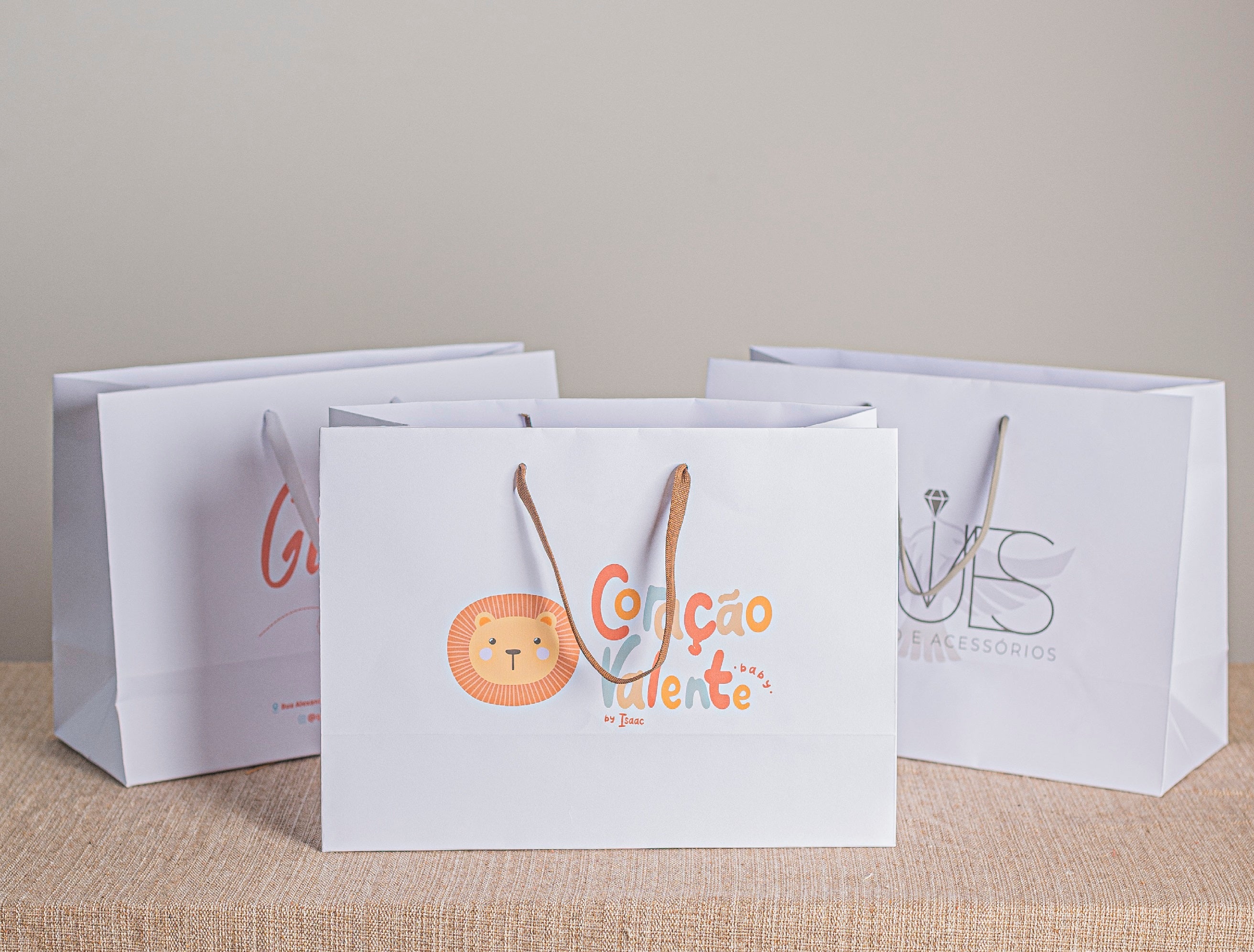 Sacola de Papel Personalizada Alça de Fita - 32x12x22