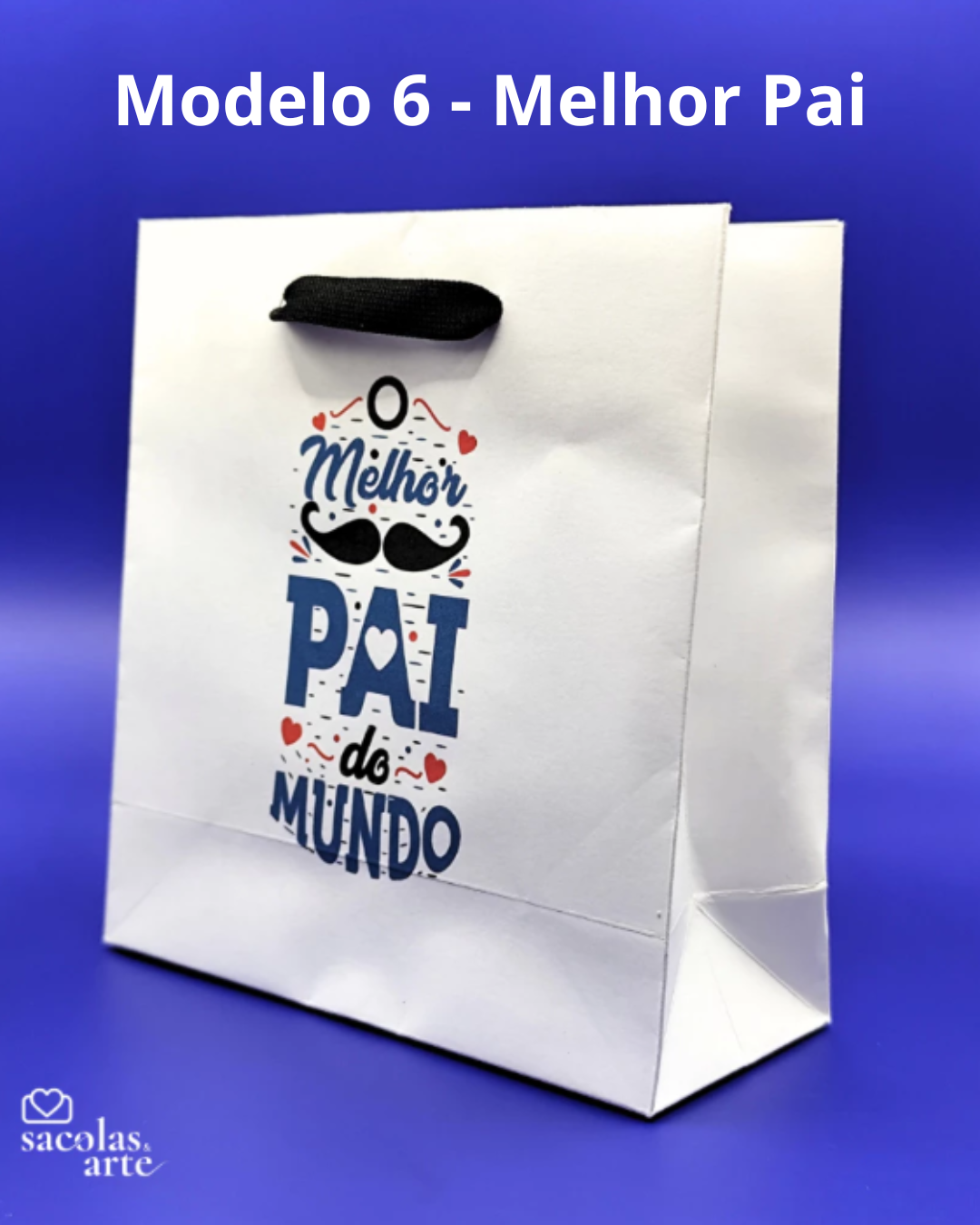 10 Sacolas de Papel Dia dos Pais - Alça de Fita