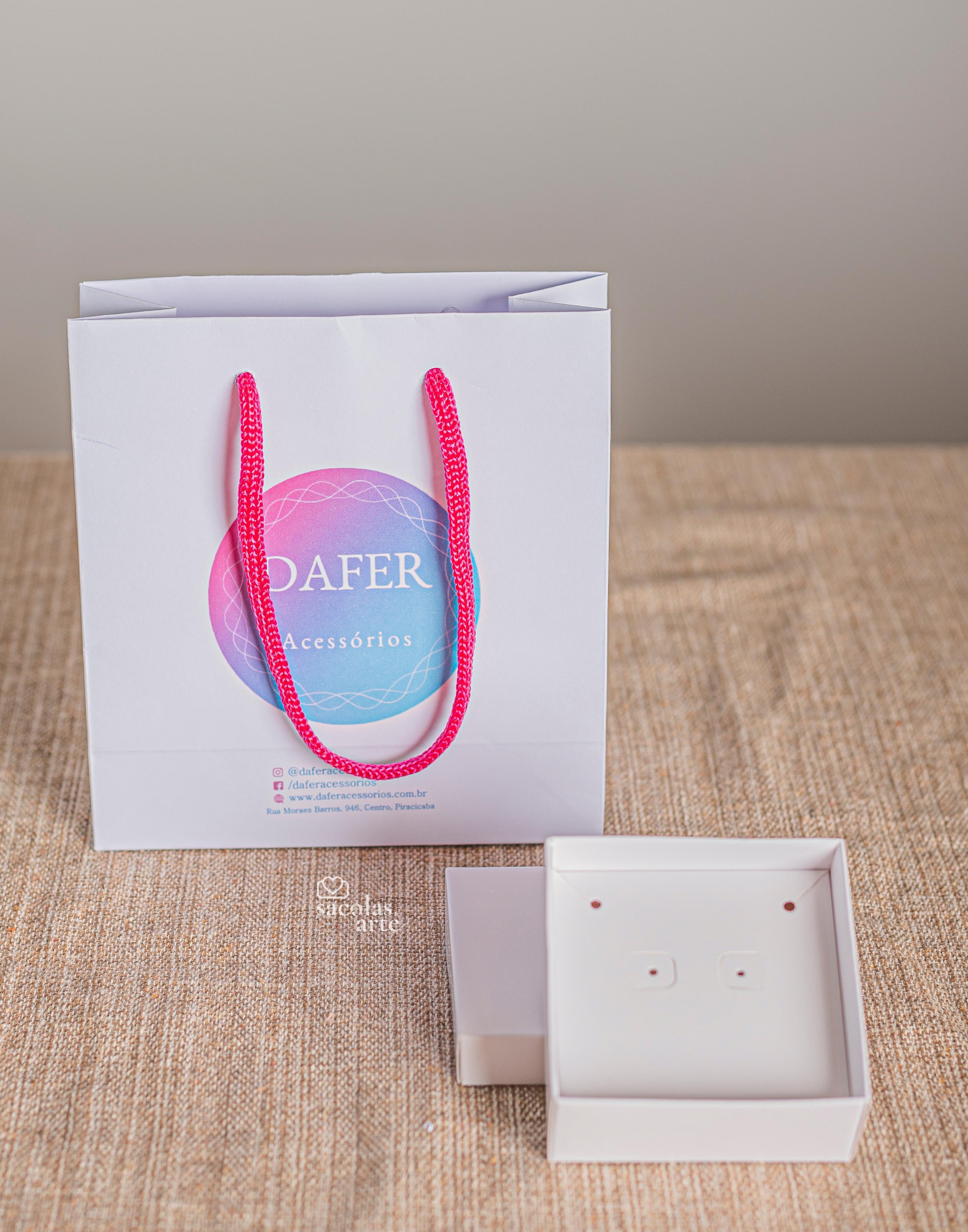 Kit Joia Branco 1 -Sacolas Personalizadas 14x06x15 com alça de Cordão + Caixas