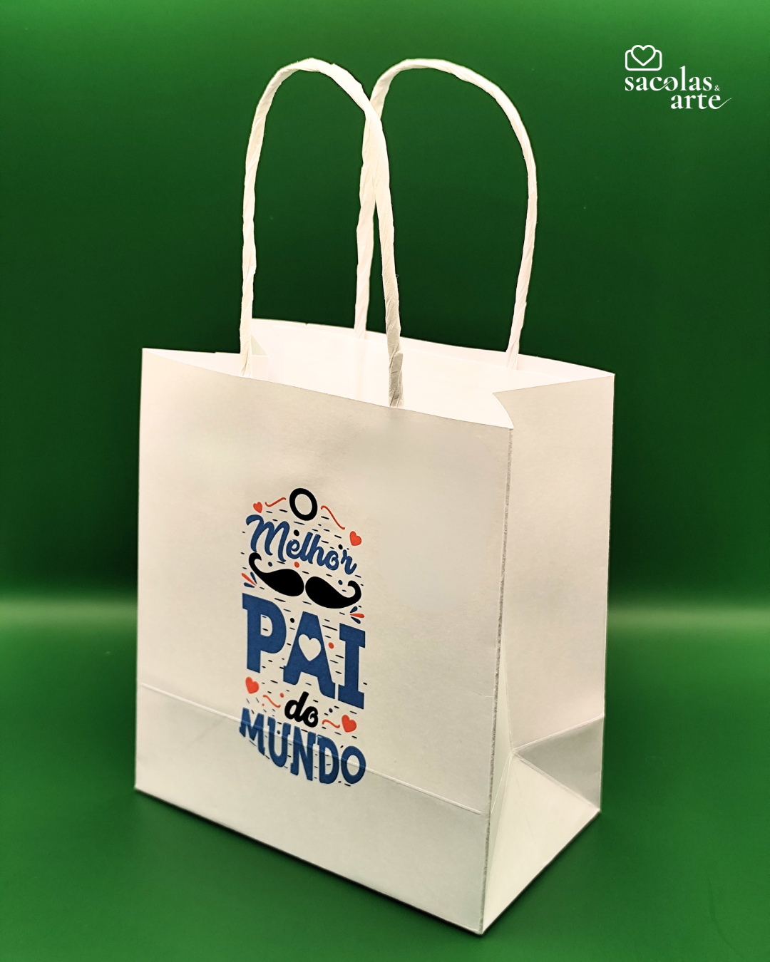 10 Sacolas de Papel Dia dos Pais - Alça de Papel - 10 Unidades