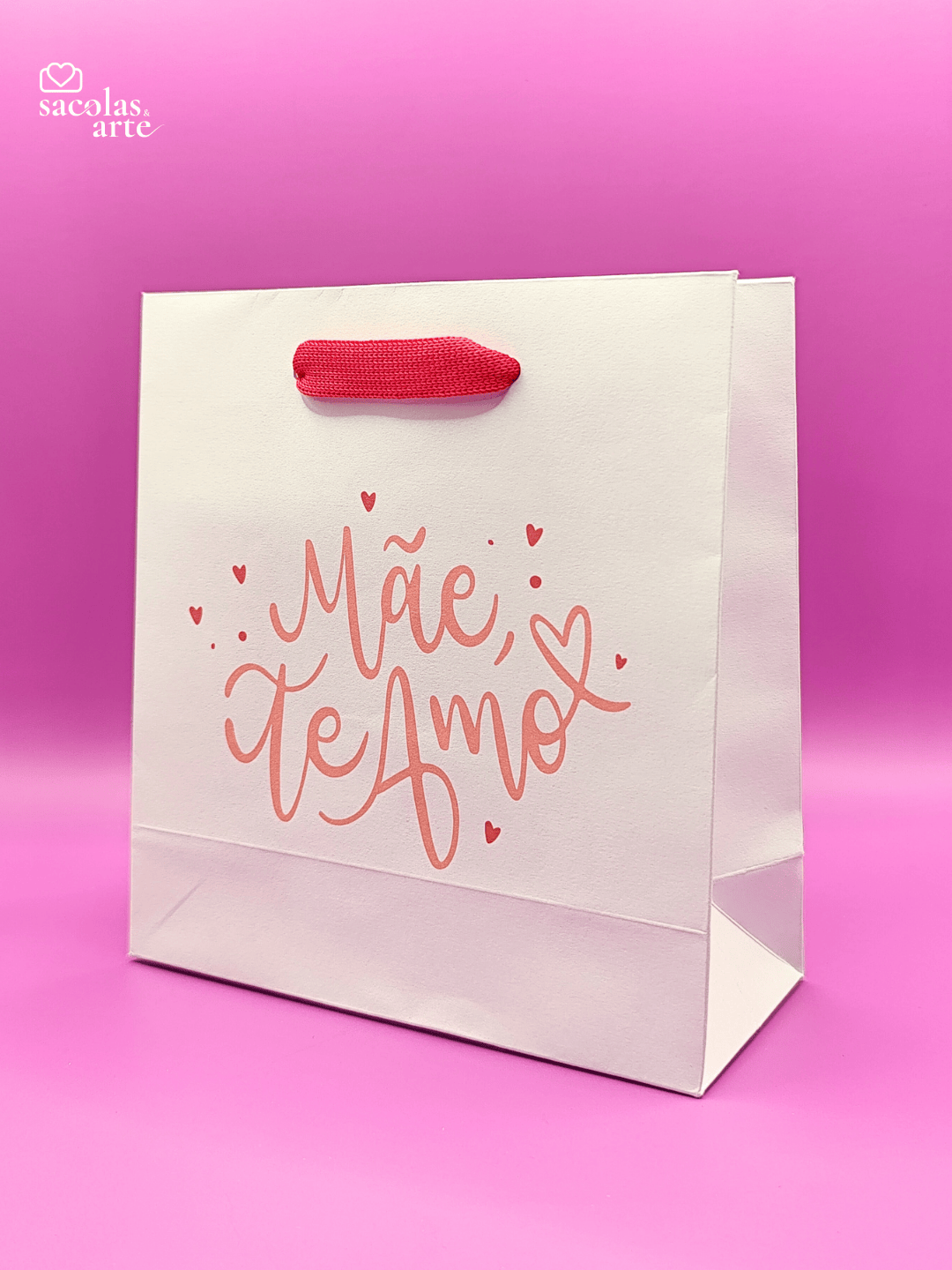 10 Sacolas de Papel Dia das Mães - Alça de Fita