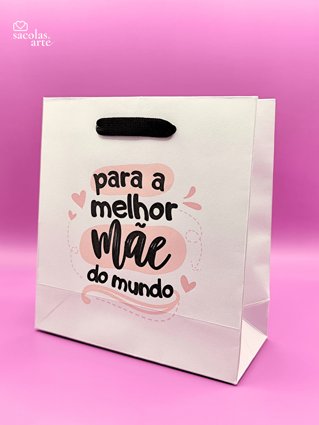 10 Sacolas de Papel Dia das Mães - Alça de Fita