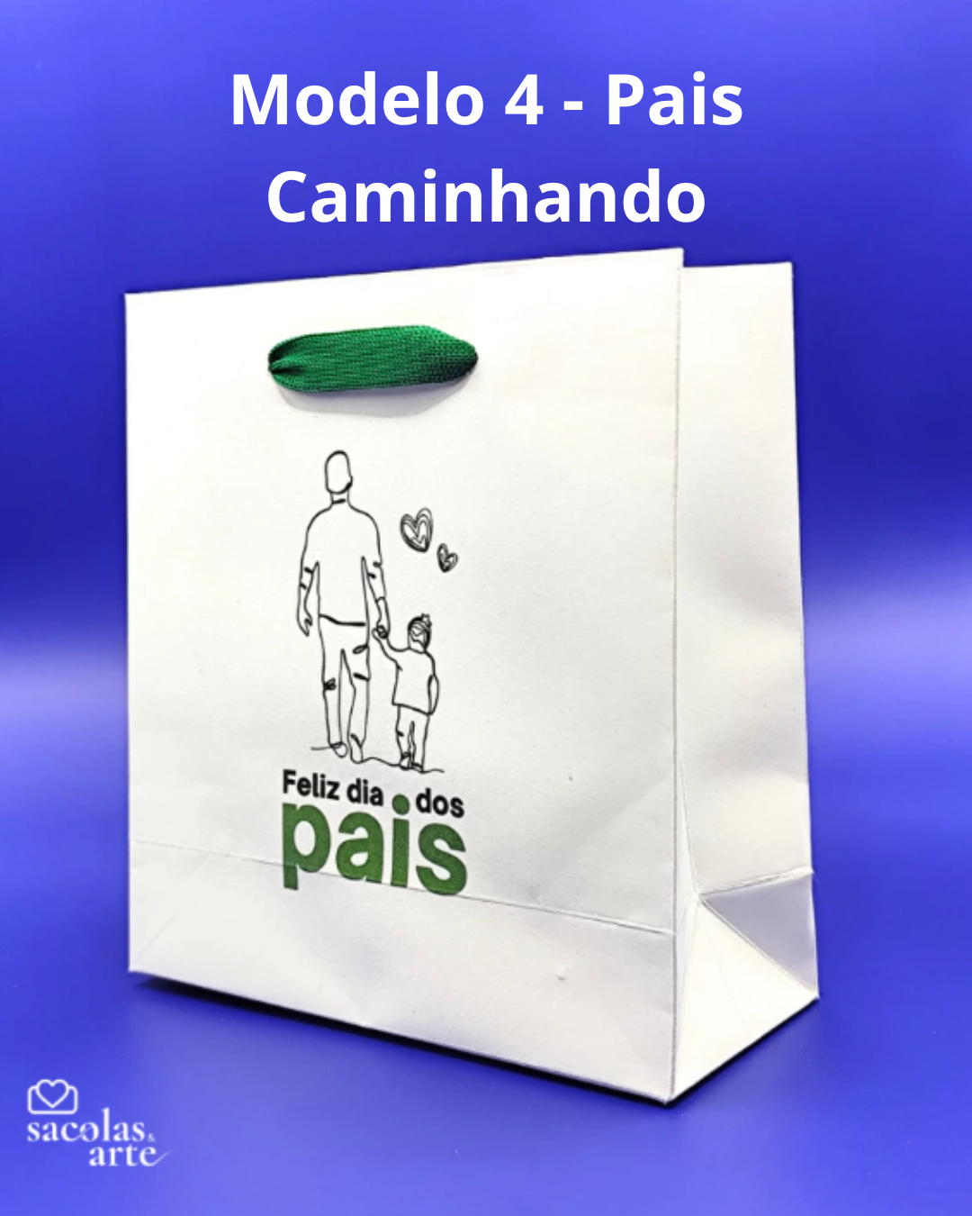 10 Sacolas de Papel Dia dos Pais - Alça de Fita