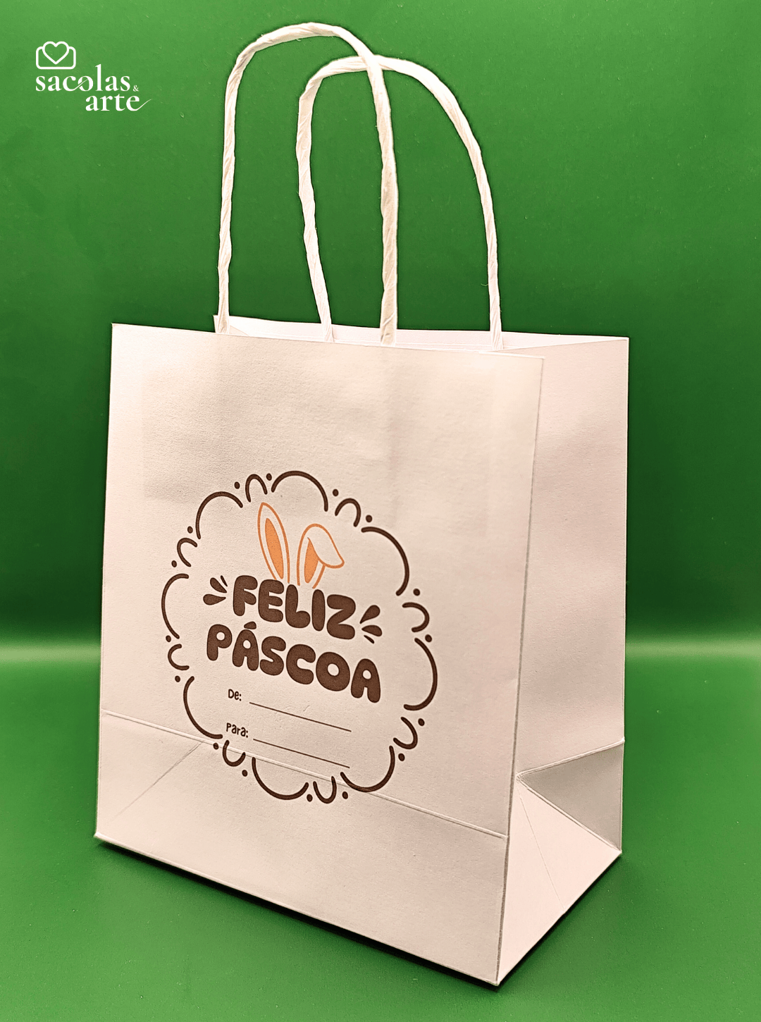 10 Sacolas de Papel Páscoa - Alça de Papel - 10 Unidades