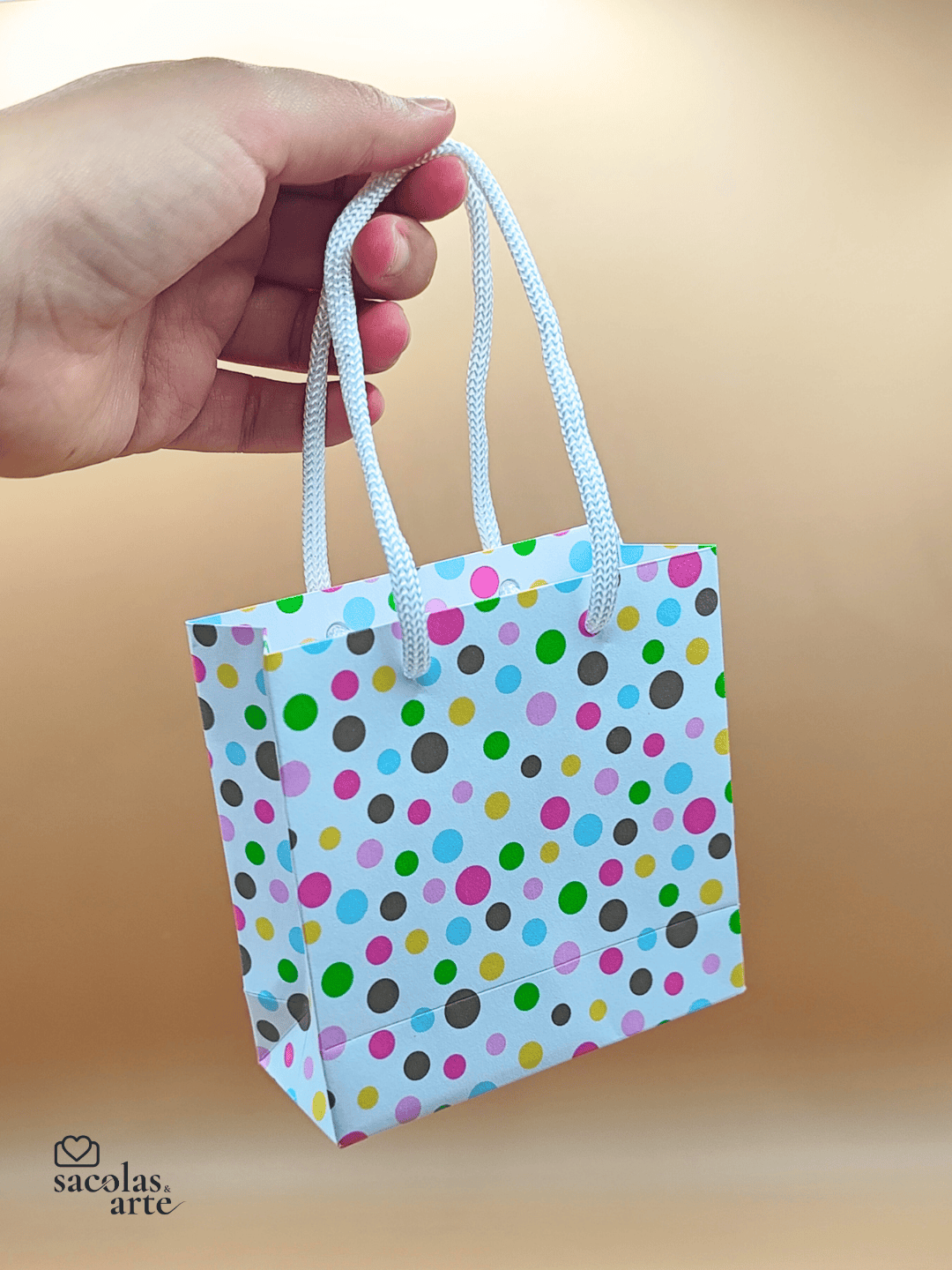 10 Sacolas de Papel Estampadas MINI - 10x04x10