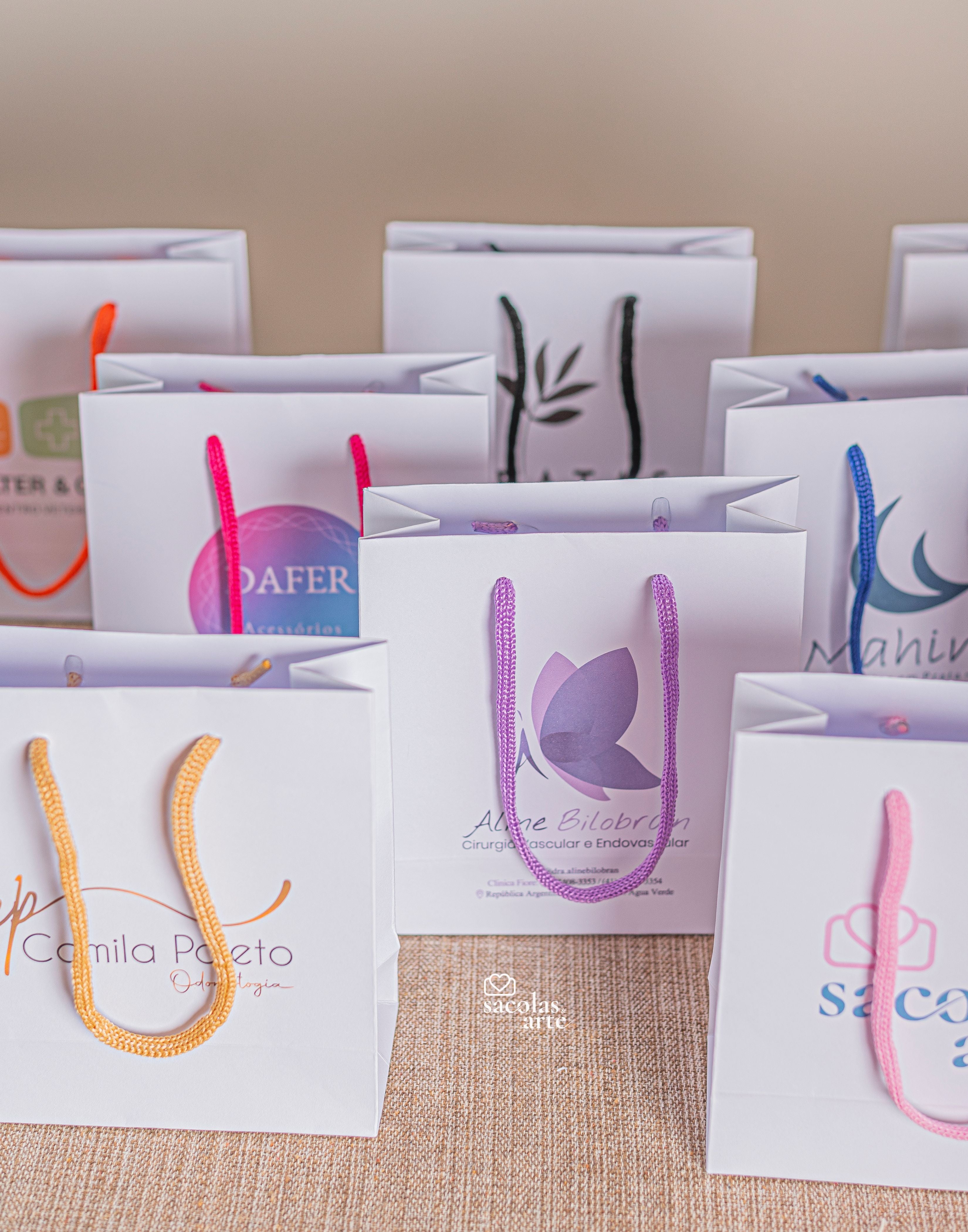 Kit Joia Branco 1 -Sacolas Personalizadas 14x06x15 com alça de Cordão + Caixas