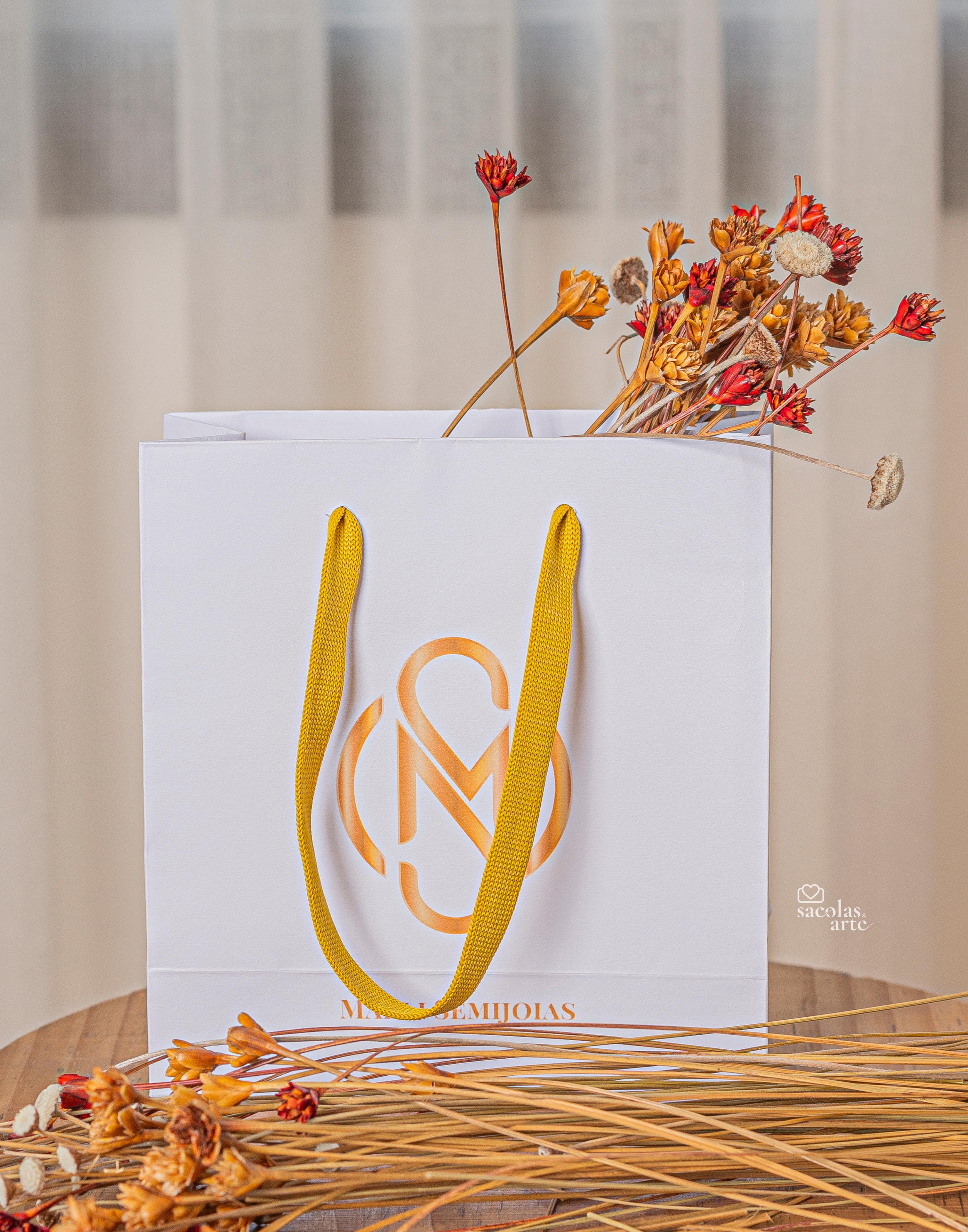 Kit Joia Rosa 2 -Sacolas Personalizadas 14x06x15 com alça de Fita + Caixas